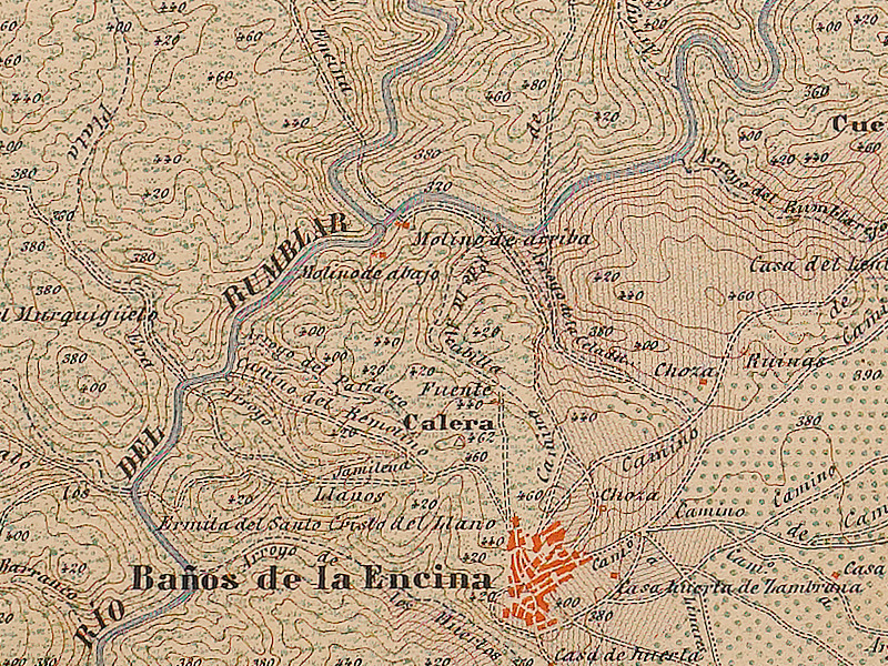 Historia de Baos de la Encina - Historia de Baos de la Encina. Mapa de 1895