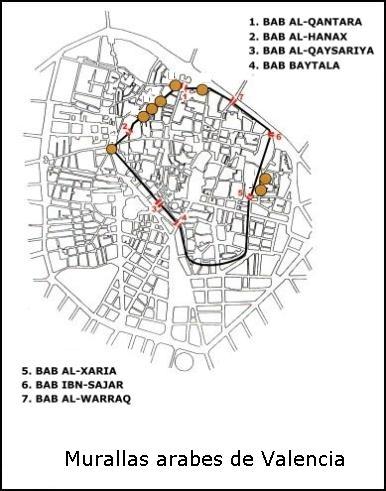 Murallas de Valencia - Murallas de Valencia. Plano murallas rabes