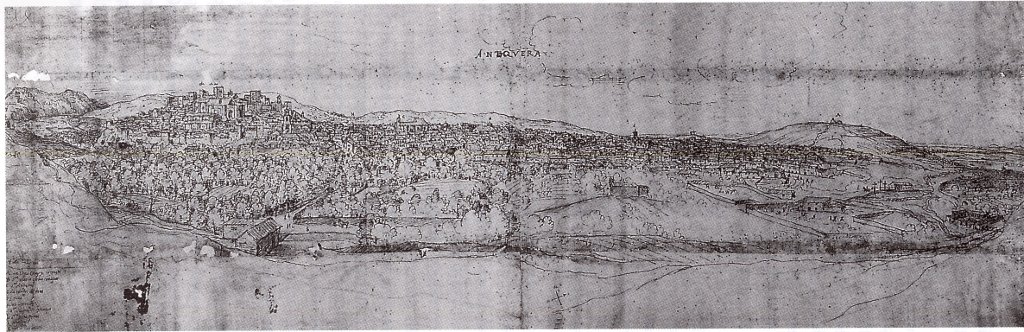 Historia de Antequera - Historia de Antequera. Grabado de Van der Wyngaerde siglo XVI