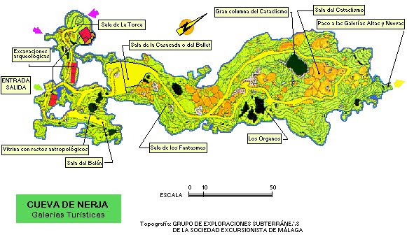Cueva de Nerja - Cueva de Nerja. Plano de la zona visitable