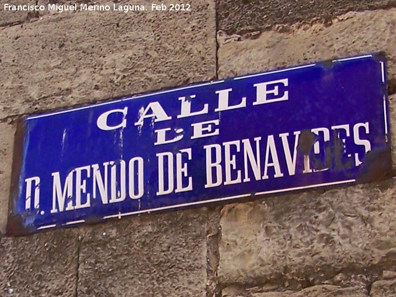 Calle Mendo de Benavides - Calle Mendo de Benavides. Placa antigua