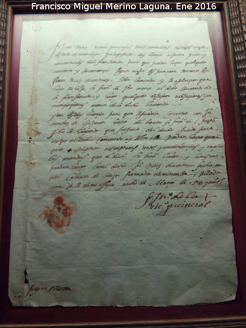 San Juan de la Cruz - San Juan de la Cruz. Carta de Poder a San Juan de la Cruz siendo Provincial de Andaluca 1587. Museo de San Juan de la Cruz - beda