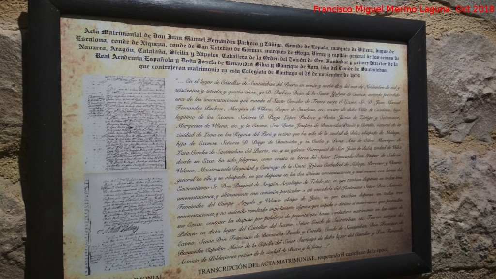 Historia de Castellar - Historia de Castellar. Acta matrimonial del Marqus de Villena 1674