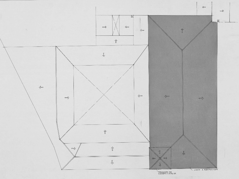 Convento de la Merced - Convento de la Merced. Plano cubiertas. IPCE 1976