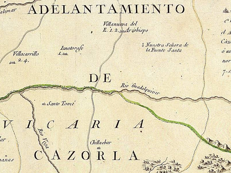 Río Guadalquivir - Río Guadalquivir. Mapa del Adelantamiento de Cazorla 1797