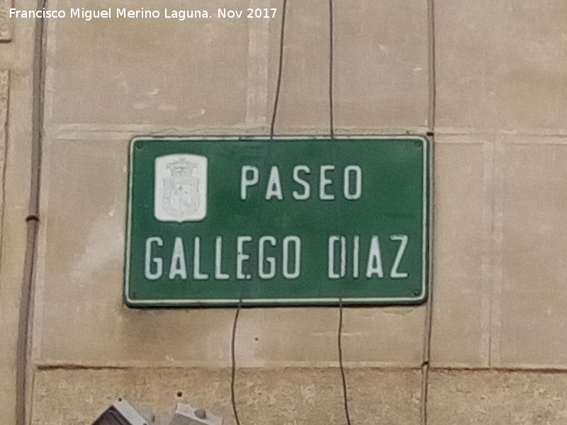 Paseo Gallego Daz - Paseo Gallego Daz. Placa