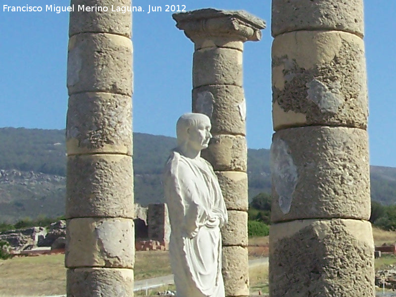 Baelo Claudia. Baslica - Baelo Claudia. Baslica. Restos de estuco en las columnas