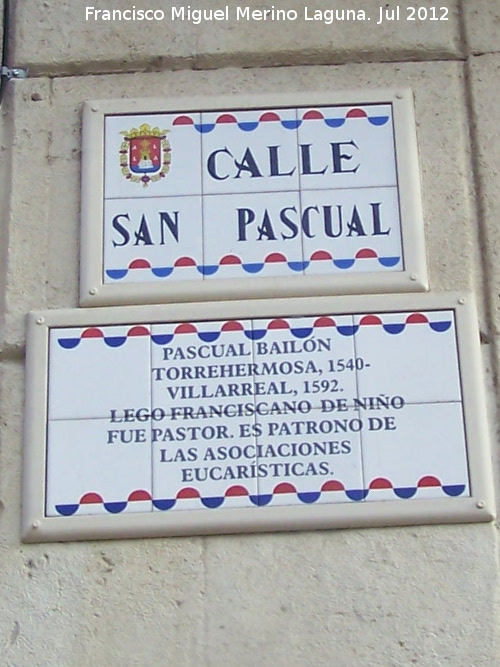 Calle San Pascual - Calle San Pascual. Placa