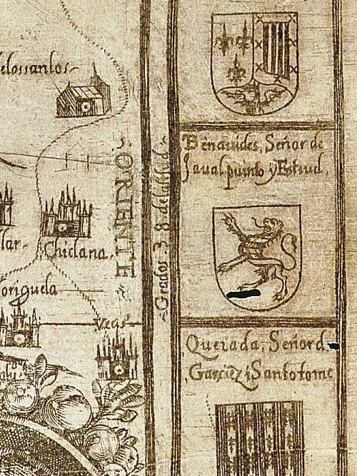 Castillo de Estivel o Las Huelgas - Castillo de Estivel o Las Huelgas. Mapa 1588