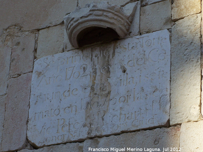 Iglesia de la Asuncin - Iglesia de la Asuncin. Placa de la torre