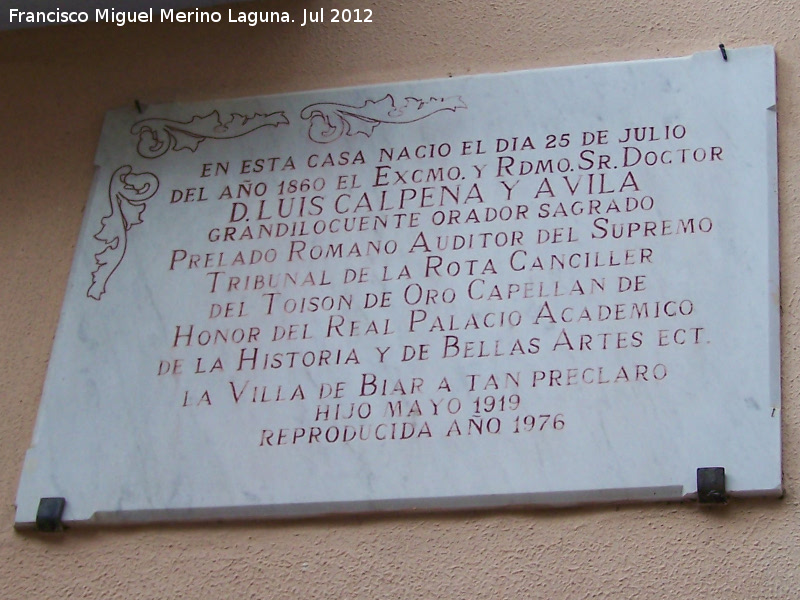 Casa de Luis Calpena - Casa de Luis Calpena. Placa