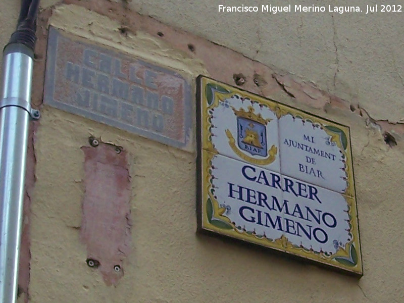 Calle Hermano Jimeno - Calle Hermano Jimeno. Placa