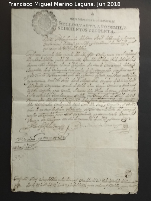 Historia de Cartagena - Historia de Cartagena. Certificado de servicios militares. Cartagena 1770. Exposicin Palacio Villardompardo - Jan