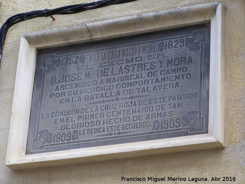 Casa del General Lastres - Casa del General Lastres. Placa