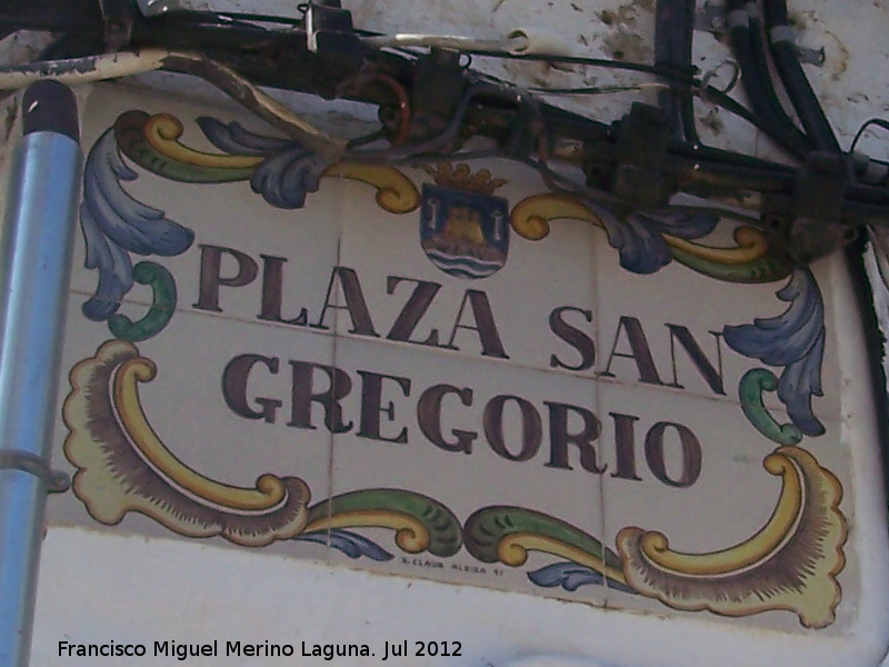 Plaza de San Gregorio - Plaza de San Gregorio. Placa