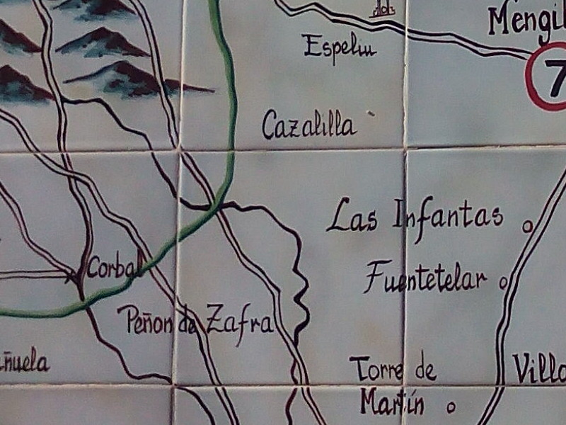 Castillo de Fuentetetar - Castillo de Fuentetetar. Mapa de Bernardo Jurado. Casa de Postas - Villanueva de la Reina