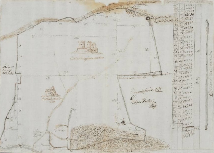 Castillo de Fuentetetar - Castillo de Fuentetetar. Mapa de 1593