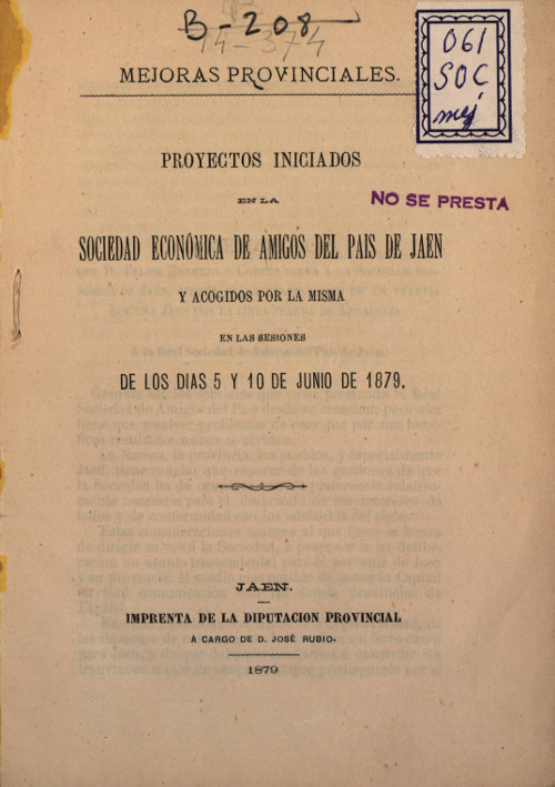 Real Sociedad Econmica de Amigos del Pas - Real Sociedad Econmica de Amigos del Pas. Proyectos 1879
