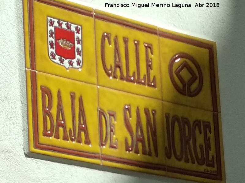 Calle Baja de San Jorge - Calle Baja de San Jorge. Placa