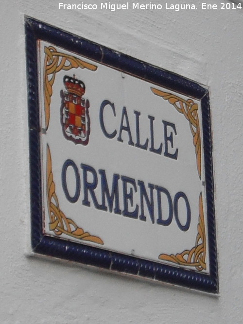 Calle Ormendo - Calle Ormendo. Placa