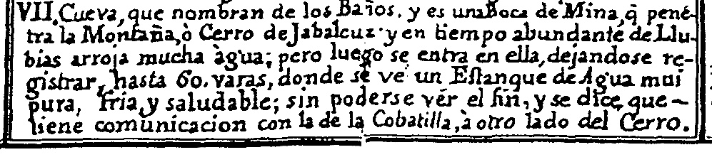 Cueva de los Baos - Cueva de los Baos. Documento antiguo