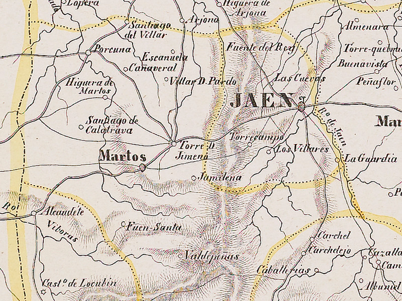 Aldea Santiago - Aldea Santiago. Mapa 1850