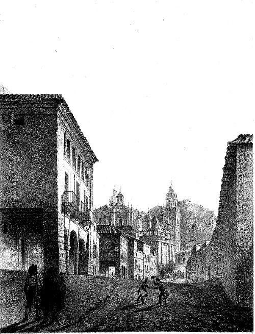 Calle Bernab Soriano - Calle Bernab Soriano. Dibujo de F. J. Parcerisa 1850