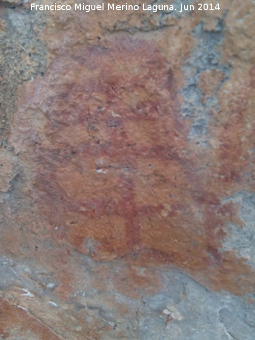 Pinturas rupestres del Cerro Veleta - Pinturas rupestres del Cerro Veleta. Tectiforme rectangular reticulado