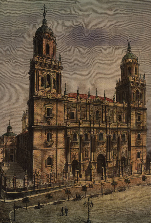 Catedral de Jaén - Catedral de Jaén. Dibujo de Antonio Herbert 1880