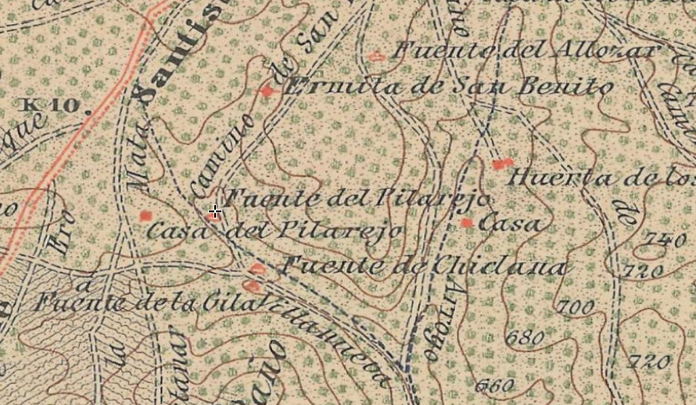 Fuente del Pilarejo - Fuente del Pilarejo. Mapa antiguo