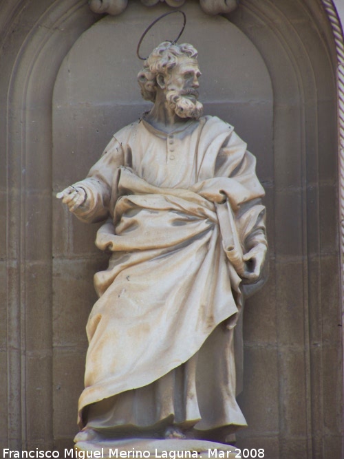 Catedral de Jan. Fachada - Catedral de Jan. Fachada. San Pedro a la izquierda por Pedro Roldan en 1670