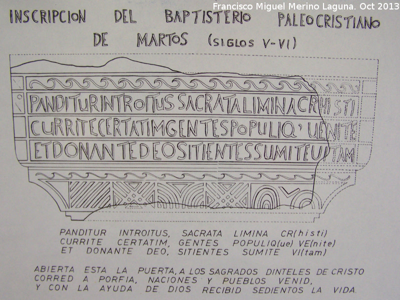 Batisterio Paleocristinao - Batisterio Paleocristinao. Inscripcin. Museo San Antonio de Padua