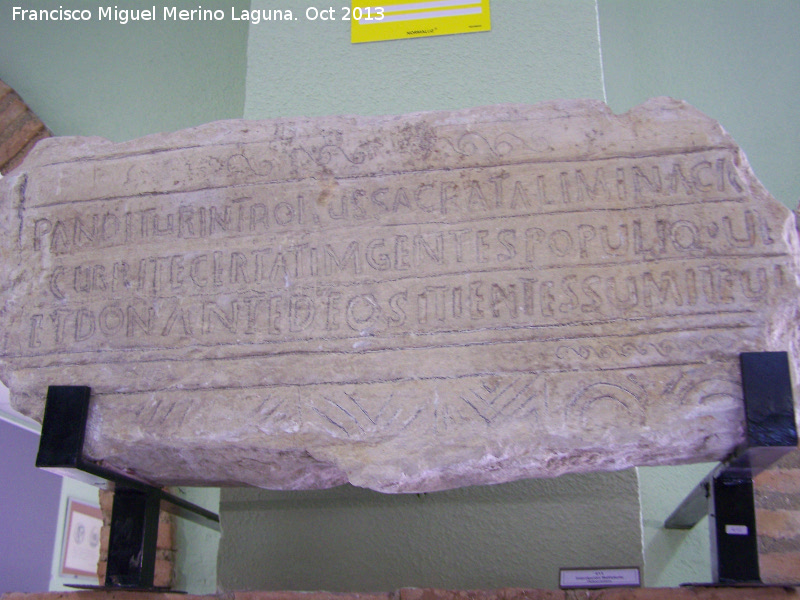 Batisterio Paleocristinao - Batisterio Paleocristinao. Inscripcin. Museo San Antonio de Padua - Martos