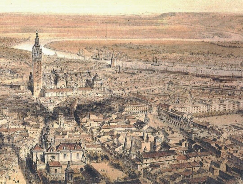 Historia de Sevilla - Historia de Sevilla. Dibujo de Alfred Guesdon mitad del siglo XIX