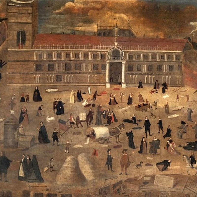 Historia de Sevilla - Historia de Sevilla. Gran Peste de Sevilla 1669 se ve el Hospital de las Cinco Llagas