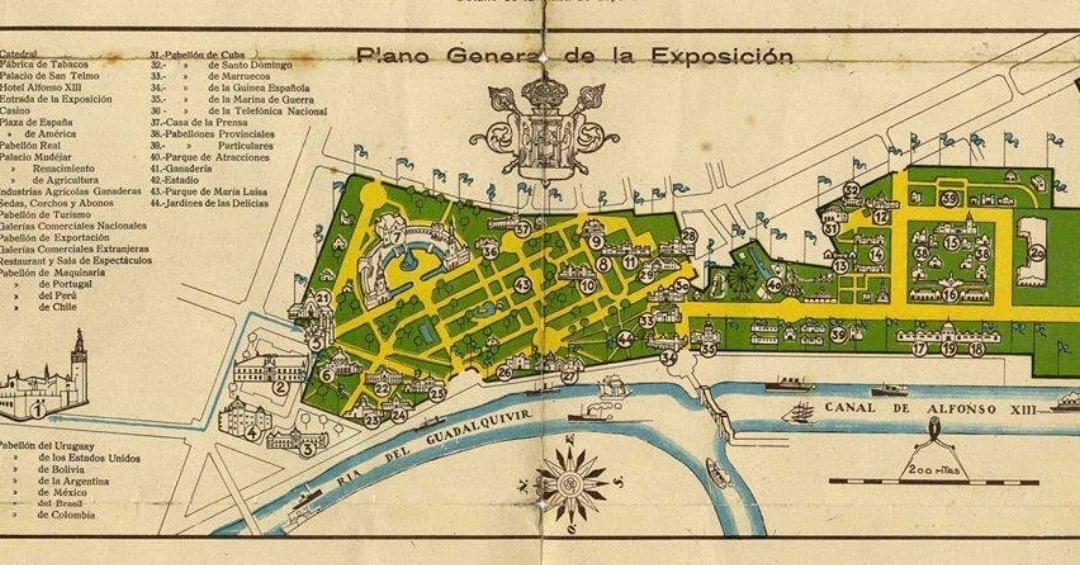 Historia de Sevilla - Historia de Sevilla. Plano turstico de la Exposicin Iberoamericana de 1929