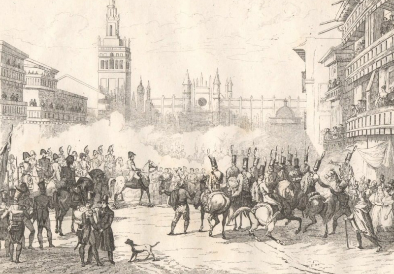 Historia de Sevilla - Historia de Sevilla. Dibujo 1838. Entrada de Jos Bonaparte