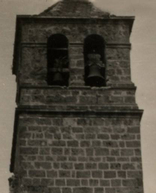 Castillo de La Guardia. Iglesia de Santa Mara - Castillo de La Guardia. Iglesia de Santa Mara. Foto antigua. Campanario