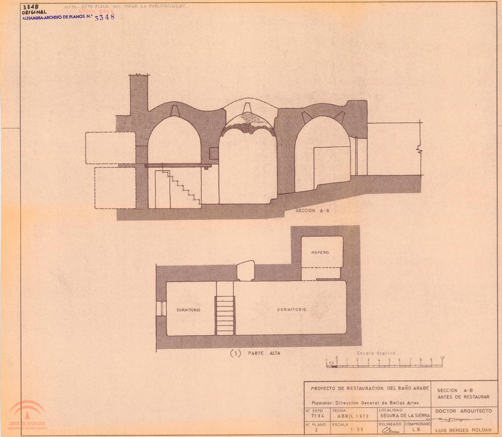 Baos rabes - Baos rabes. Planos de Luis Berges Roldn procedentes de la Biblioteca de la Alhambra