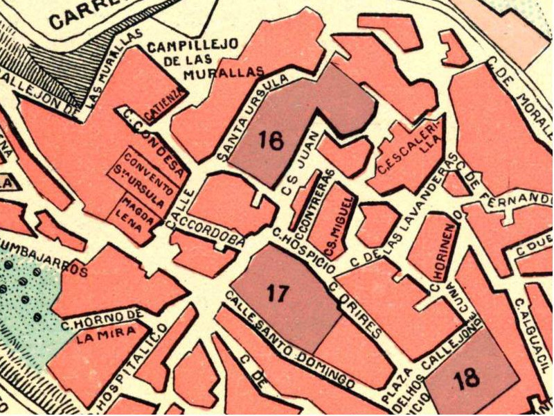 Calle Lavanderas - Calle Lavanderas. Mapa de principios del siglo XX