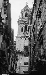 Catedral de Jan. Torre del Reloj. Foto antigua. Calle Obispo Gonzlez