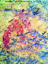Pinturas rupestres del Abrigo de los Caones III. Tratada con Dstretch