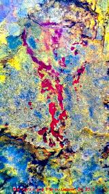 Pinturas rupestres del Abrigo de los Caones III. Tratada con Dstretch