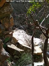 Cascada de la Cimbarra. Principio del la cornisa que llega a la Cascada de la Cimbarra