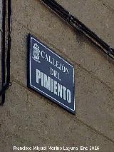 Callejn del Pimiento. Placa