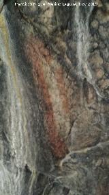 Pinturas rupestres de la Cueva de la Mina. Antropomorfo ancoriforme del fondo