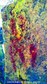 Pinturas rupestres del Cimbarrillo de Mara Antonia I. Tratada con Dstretch