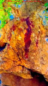 Pinturas rupestres del Cimbarrillo de Mara Antonia I. Tratada con Dstretch