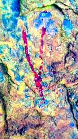 Pinturas rupestres del Abrigo de Mingo. Tratada con Dstretch