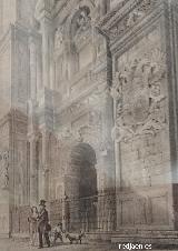 Catedral de Granada. Puerta del Perdn. Dibujo antiguo. Casa de los Tiros